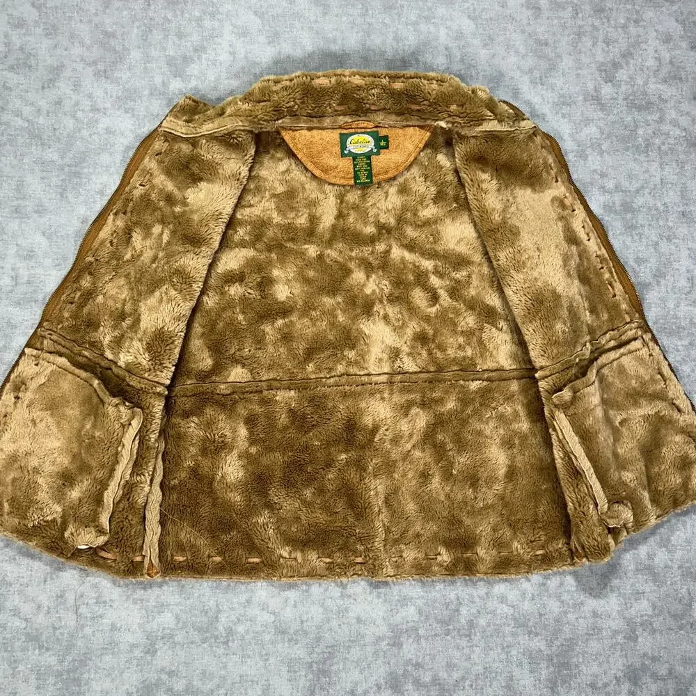 VTG Cabelas faux fur/suede outdoors boho western brown vest womens Large